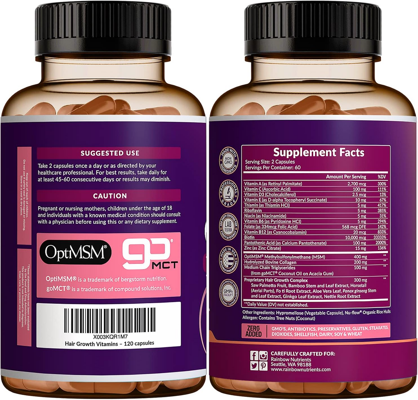 Hair Growth Vitamins for Women-120 Count